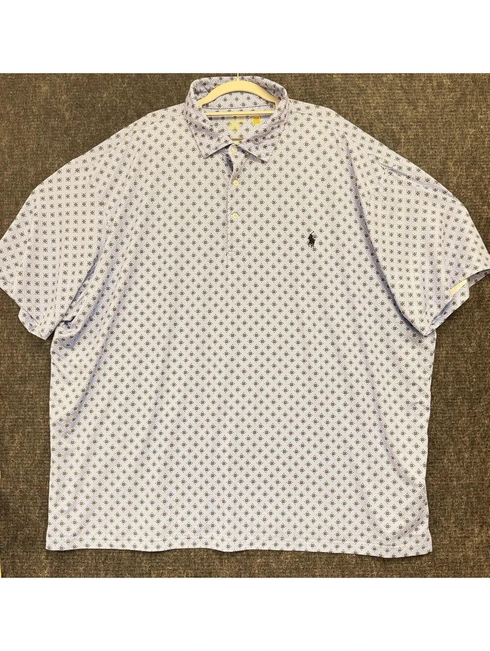 Polo Ralph Lauren PERFORMANCE Collared Light Blue Foulard Print Shirt Sz 3XB